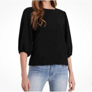 Vince Camuto Women's Black 3/4 Length Puff Sleeve Top Small